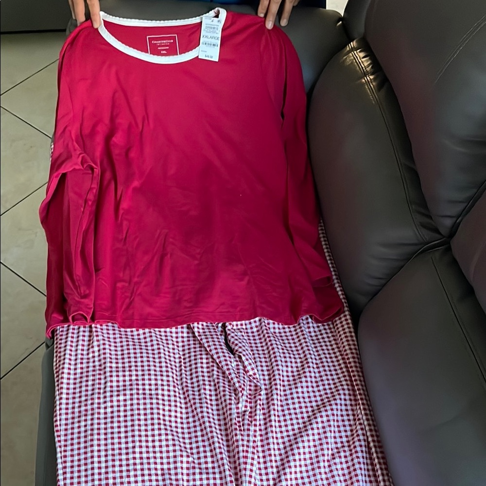Red and White Pajama Set